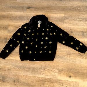 New Vintage Black Designers Originals Studio W/gold accents & faux fur neck